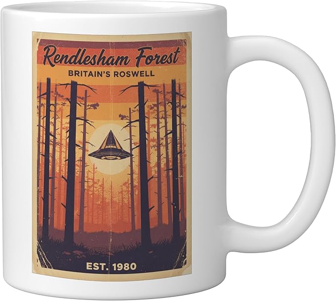 Rendlesham Forest UFO Alien Vintage UK Flying Saucer Ceramic Mug, White