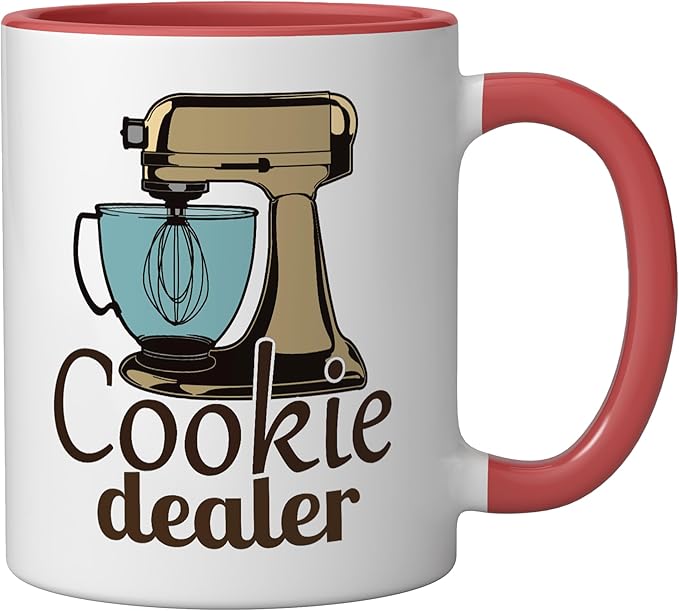 Cookie Dealer, Men Women Baking Cooking, Pastry Chef, Baker Ceramic Mug, Red/White
