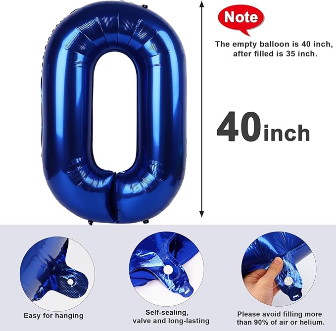 Navy Blue 0 Number Balloon 40In Birthday Decorations for Girl Boy Women Men, Balloon Numbers Party Decorations for Party Celebration Graduations Anniversary Photo