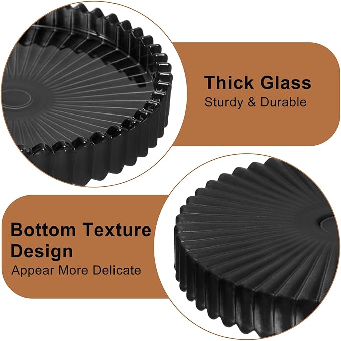 Drink Coaster Set of 5- Coffee Table Coasters, Round Cup Mats Home Décor Accents, Cup Coaster, Glass, Black, Coasters for Office, Kitchen, Bar, Dining Room, Living Room, Patio