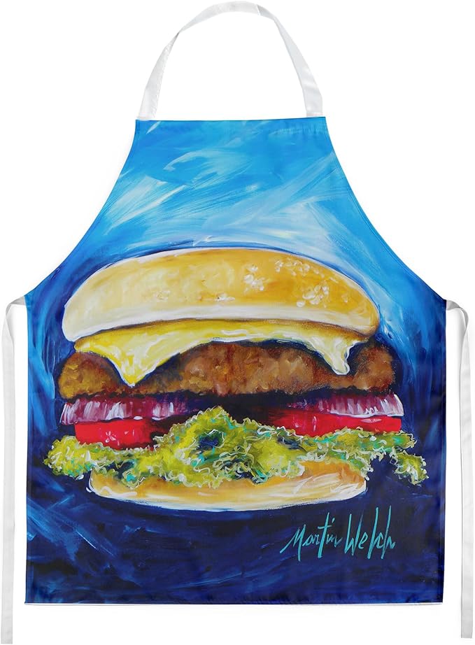 Caroline's Treasures I Want Mine Dressed Hamburger Apron Cooking Kitchen Server Baking Crafts Gardening for Adult Women Men, Unisex, Large, Multicolor