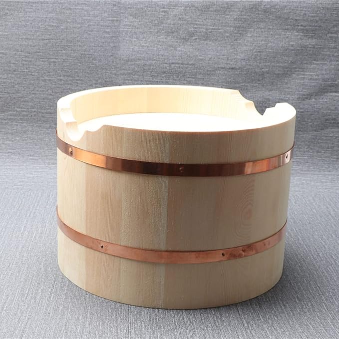 Sushi Rice Bowl with Lid Japanese Traditiol Wooden Hangiri Sushi Oke Sushi Rice Mixing Tub for Sushi Restaurant Kitchen 27x21.5x31cm (33x26x37cm)