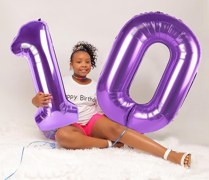 Balloon Numbers Zero 40 Inch Big 0 Purple Balloon Numbers for Birthday Decoration, Baloon for 10 20 30 40 100 2026 Graduation Decor Wedding Anniversaries Party