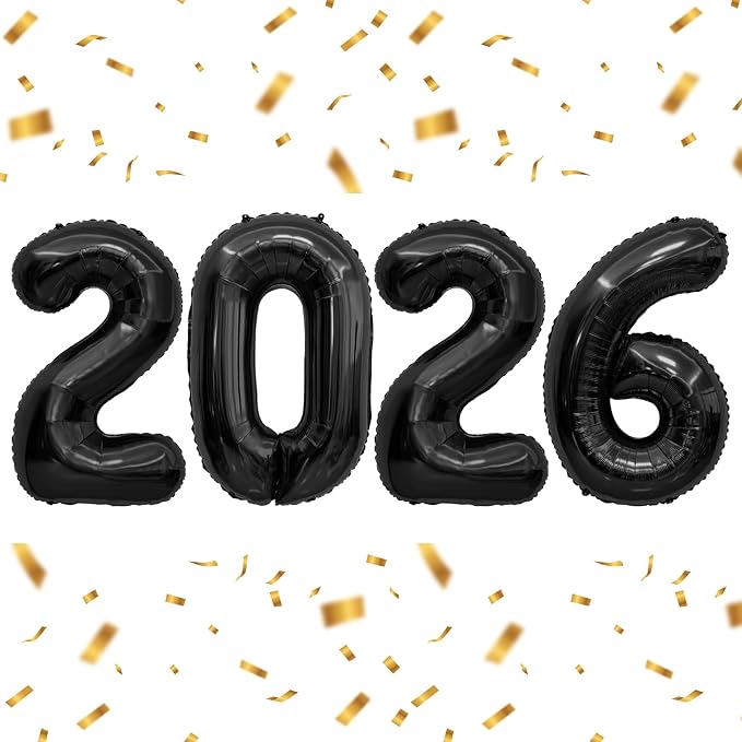 2026 Black Balloons New Year Balloon Graduation Balloons 2026 Number Balloon, Black GradBalloons, Graduation Decorations Class Of 2026, Party Decorations, Halloween, Christmas Party Decor
