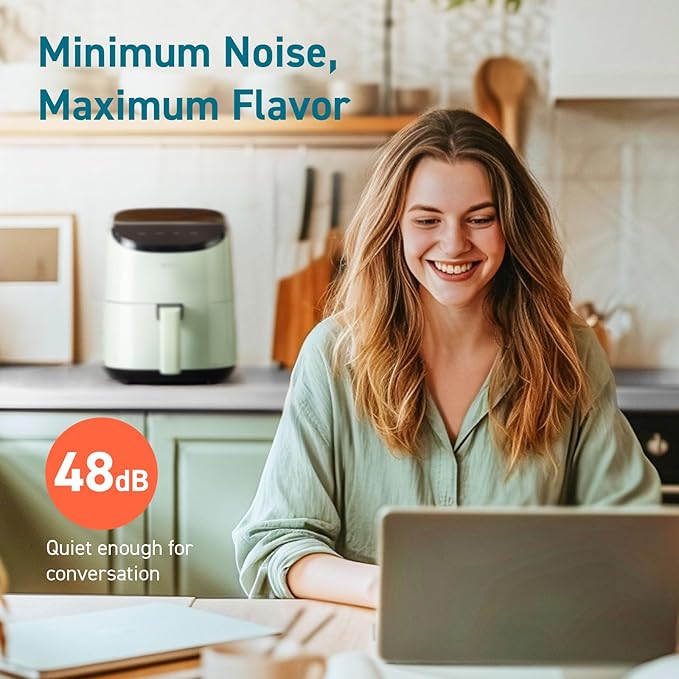 Cosori Air Fryer 2.1 Qt, 4-in-1 Small Mini Airfryer, Bake, Roast, Reheat, 97% Less Oil, Compact & Quiet, Nonstick & Dishwasher Safe Basket, 30 In-App Recipes with Nutrition Facts, Auto-Shut Off, Green