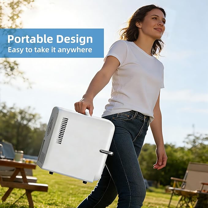Antarctic Star Mini Fridge, 4L Capacity/6 Cans Portable Cooler and Warmer Compact Refrigerator, for Bedroom,Car,Office and Dorm, Small Cooler and Warmer for Cosmetics, Beverage and Food, White