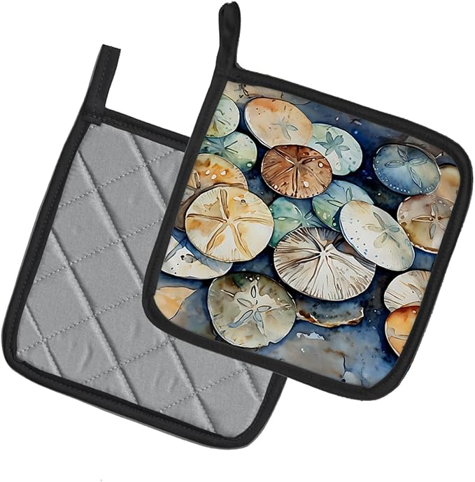 Caroline's Treasures Sand Dollars Pair of Pot Holders Kitchen Heat Resistant Pot Holders Sets Oven Hot Pads for Cooking Baking BBQ, 7 1/2 x 7 1/2