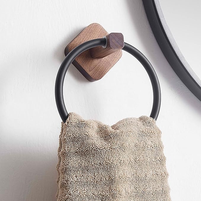 Aluminum Wood Towel Hand Holder for Bathroom Rack Hanger for Kitchen Wall Mount Heavy Duty Storage Scratch-resistant Hanger Stylish Mount Contemporary Flexible