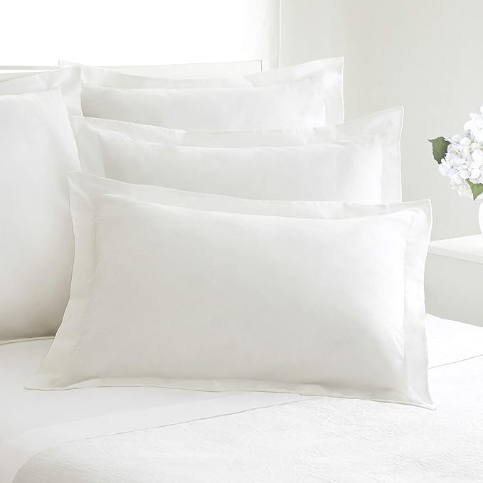 FRESH IDEAS Poplin Tailored 2-Pack Pillow Sham, Standard, White