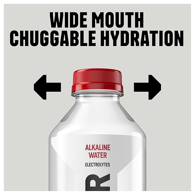 BODYARMOR SportWater Alkaline Water, High Alkaline Bottled Water, pH 9+, 1 Liter (12 Pack), Refreshing Electrolyte Water Pack, Wide Mouth Bottle
