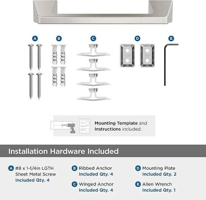 Amerock Blackrock Brushed Nickel 9 inch (229mm) Towel Bar, BH36005G10