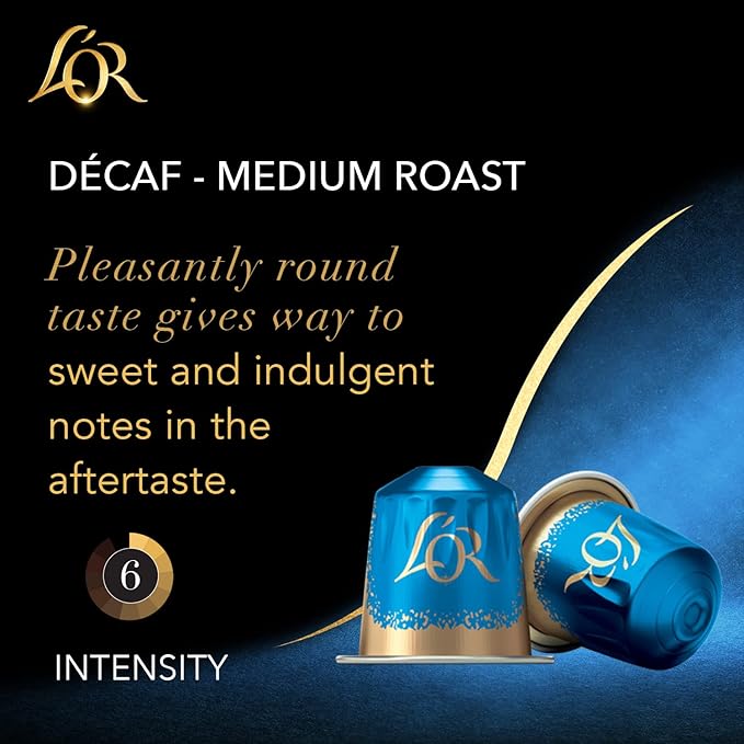 L'OR Coffee Pods, 50 Count DECAF Medium Roast, Single-Serve Aluminum Coffee Capsules Compatible with the L'OR BARISTA System & *Nespresso Original Machines, 50 Count (Pack of 5)