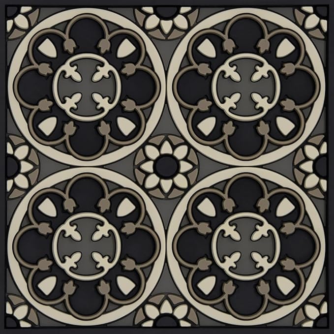 Images d'Orient Coaster Sejjadeh Rosace 9x9cm PVC 50g Washable Shatterproof Heat Resistant Compatible with Most Cookware