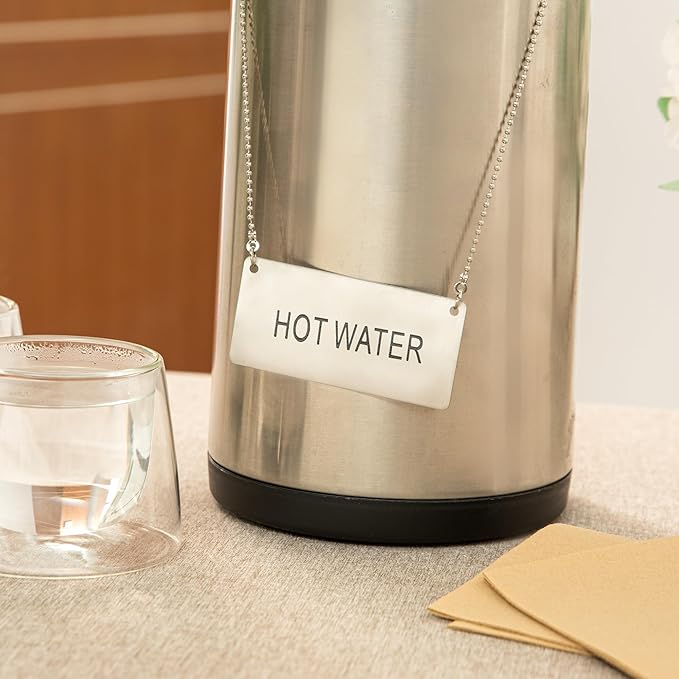 Restaurantware 26 Inches Chafer Urn Chain and 3.5 x 1.6 Inch "Hot Water" Label - 12 Count - Met Lux Stainless Steel Chafing Dish Accessory, Durable, Easy to Use - Label for Catering, Buffet