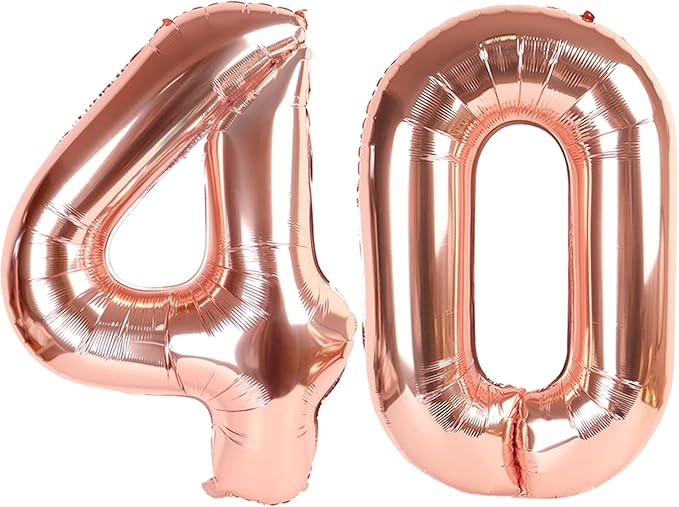 40th Birthday Decorations Woman, Number 40 Balloons Baloons Party Decoration, Big 40 Inch Rose Gold Party Decorations for Women Men, Wedding, Anniversaries, Celebration Party, Graduation