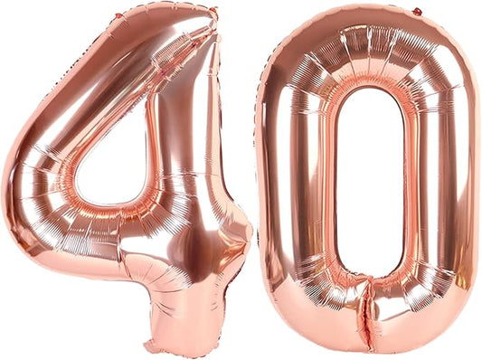 40th Birthday Decorations Woman, Number 40 Balloons Baloons Party Decoration, Big 40 Inch Rose Gold Party Decorations for Women Men, Wedding, Anniversaries, Celebration Party, Graduation