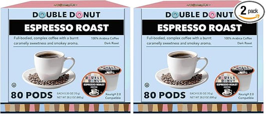 Espresso Coffee Pods Dark Espresso Roast Coffee,-Serve Pods for Keurig K Cup Brewer Machines,80 Count (Pack of 2)