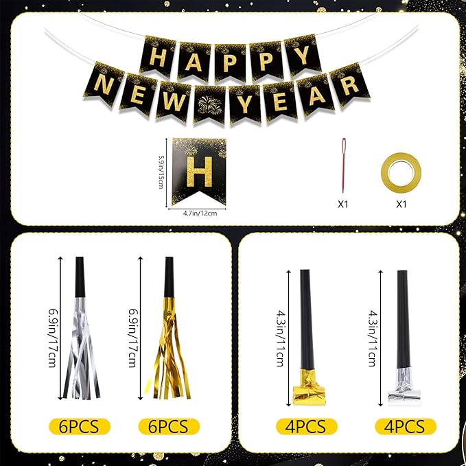 Happy New Year Decorations 2026, Foil Balloon Fringe Curtains Latex Balloons Curtains Photography Backdrops Photo Booth Props Blowouts for New Years Eve Celebration