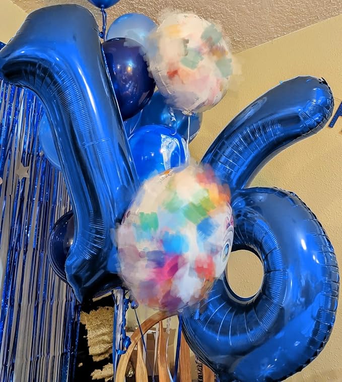60Th Birthday Decorations For Men, Dark Blue Party Decoration for Women Adults Parents, Big Number 60 Balloons for 60th Birthday Party Decorations