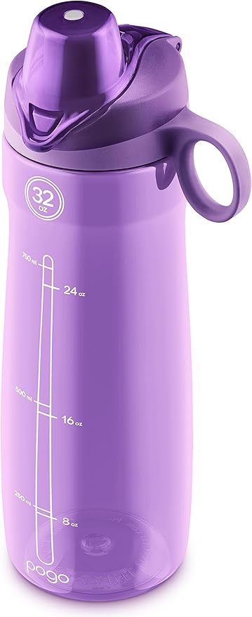 Pogo Plastic Water Bottle with Chug Lid and Carry Handle, Reusable, BPA Free, Dishwasher Safe, Perfect for Travel, School, Outdoors, and Gym | 18oz, 32oz, 40oz, 64oz
