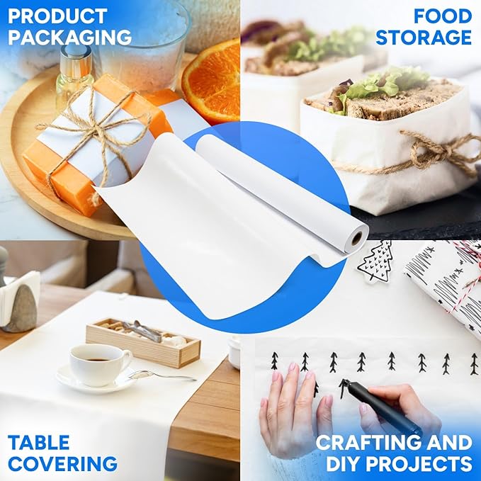 18" x 1200" (100') Made in USA White Freezer Paper Roll – Moisture-Resistant Wrap, Prevents Freezer Burn, Keeps Meat Fresh for up to 1 year – Plastic Coated Paper for Meat, Fish, and Poultry