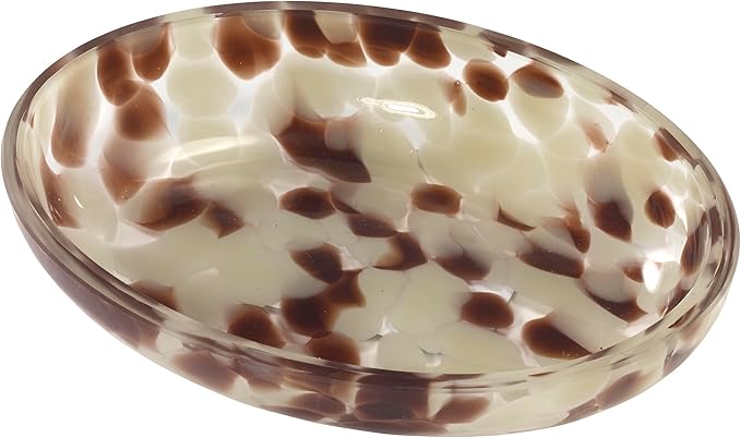 Nicole Miller – Bathroom Accessory Set, Heavyweight Glass with Abstract Animal Print Design, Decorative Lotion Pump, Soap Dish, Toothbrush Holder & Tumbler (Safari)