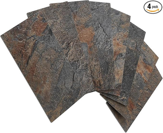 AULIGET Rustic Slate Peel and Stick Backsplash Wall Tile, 3" x 6" PVC Faux Stone Stick on Tiles, 4