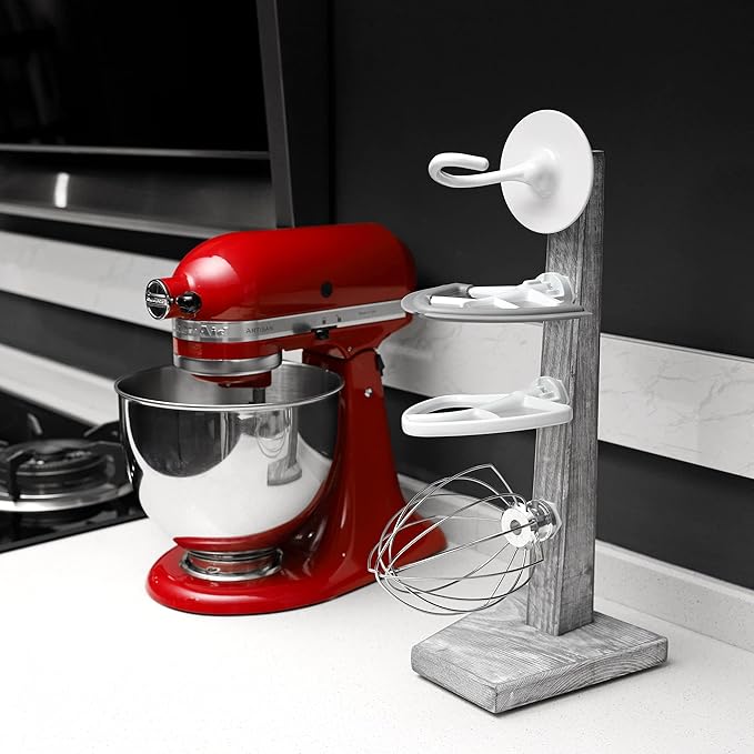 Wooden Stand Mixer Attachment Holders, Compatible with Kitchenaid Mixer Attachments Kitchen Accessory Organizer for Dough Hook, Replacement Part 4 Pack Accessory Holder Organizer, Storage