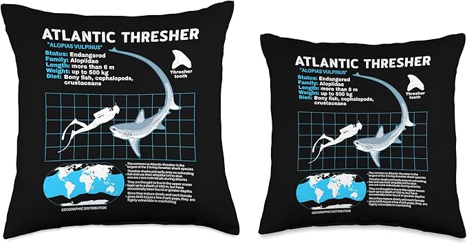Thresher Shark Fact Sheet Throw Pillow