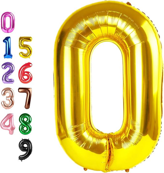 Balloon 0 Numbers 40 Inch Big Gold Balloon Numbers for Birthday Decoration, Baloon for 10 20 30 40 100 2025 Graduation Decor Wedding Anniversaries Party