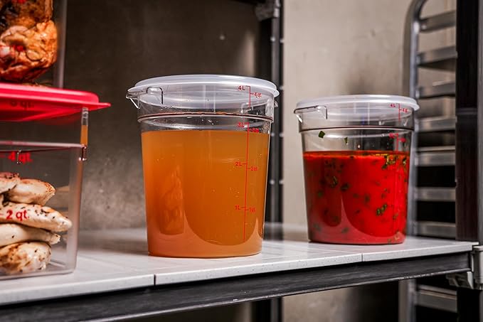 Cambro Food Storage Container with Lid (2 Pack) - Round Series - 4 QT (Quart) - Commercial Grade for Food Prep (Clear)