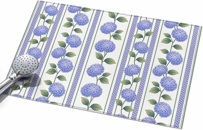 Area Rug 2x3ft, Garden Purple Hydrangea Flower Washable Rugs for Living Room Bedroom, Watercolor Floral Leaves Soft Non-Slip Area Rugs Rectangle Floor Carpet for Dining Room
