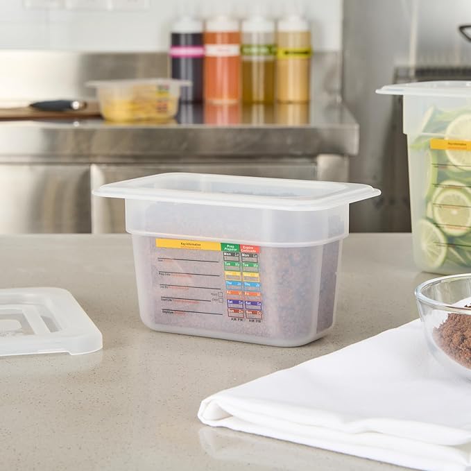 Restaurantware Food Storage Container 10 Pack of 6.8 x 4.2 x 3.9 Inches Plastic Stackable Storage Box White Reusable Label Container Dishwasher Safe For Restaurants And Kitchens