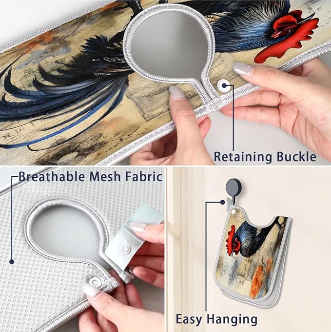 Rooster Watercolor Flowers Kitchen Sink Splash Guard Absorbent Fast Drying Mat Sink Gadgets Washable Sink Matt for Kitchen Faucet Splash Guard