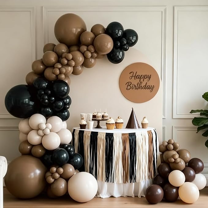 Black and Brown Balloon Garland Arch Kit, 105 PCS Black Brown and Nude Beige Balloon Different Size for Western Farm First Rodeo Wild West Cowboy Baby Shower Birthday Party Decorations
