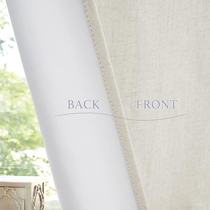 RYB HOME 100% Blackout Curtains for Small Window, Linen Textured Blend Insulating Privacy French Door Curtains Tie Up Shades for Kitchen Storage Cabinet Basement, W 34 x L 40, Ivory, 1 Panel