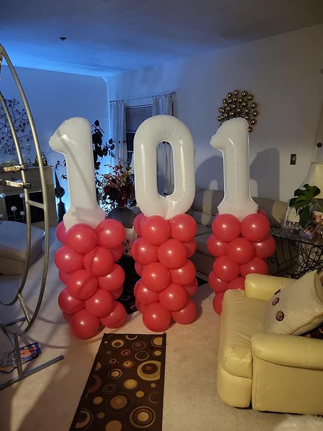 1 Balloons Number for First Birthday, Balloon Numbers 40 Inch, 1St White for Baby Shower, Big Baloon for 1 11 12 13 16 18 21 Birthday Wedding Anniversaries Party
