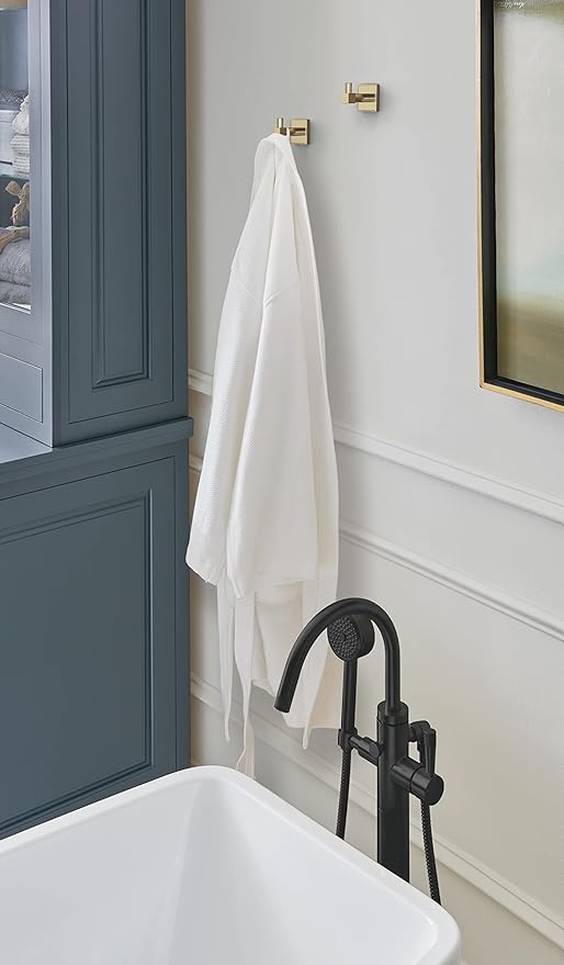Amerock BH36070BBZ | Golden Champagne Single Robe Hook | 1-7/8 in. (48 mm) Length Towel Holder | Appoint | Towel Hook for Bathroom | Bathroom Hardware | Bath Accessories