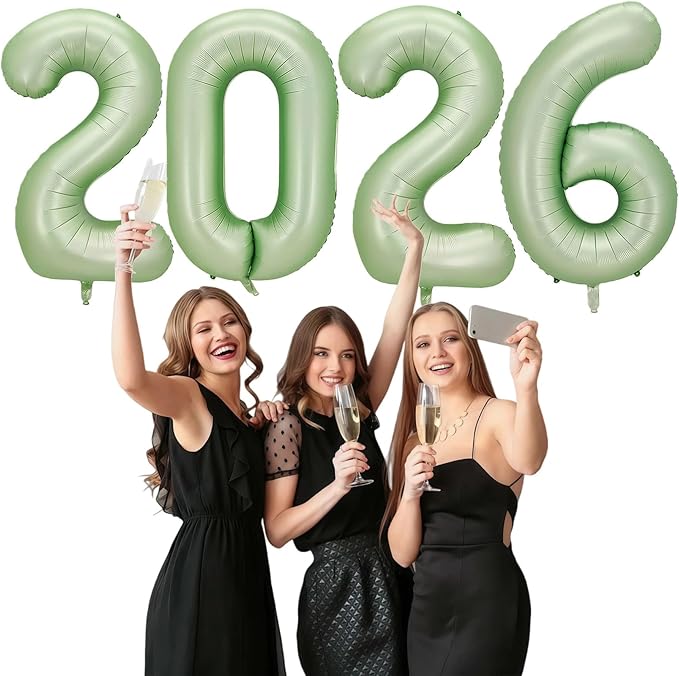 Sage Green 2026 Balloons, 40 Inch 2026 Number Balloon Foil New Year Balloon Numbers for New Years Eve Party Graduation Party Decoration