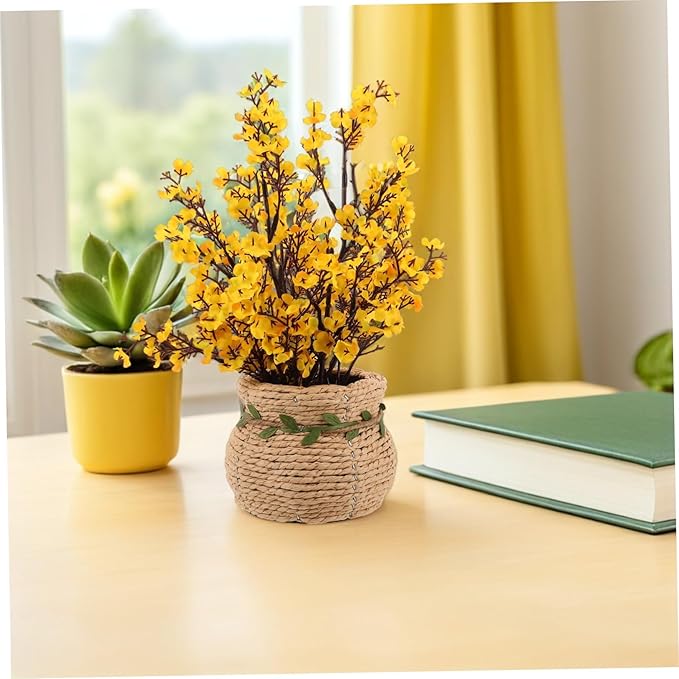 Luxshiny Woven Flower Basket Vase Handmade Decorative Floor Vase with Nordic Design for Organizing Items Unique Tabletop Planter for Living Room Study Room