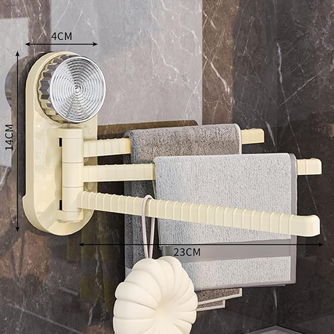 Suction Cup Rotating Towel Rack for Bathroom Wall-mounted Hook Kitchen Hanger for Effective Tool Storage Cabinet Mounted Towel Rack
