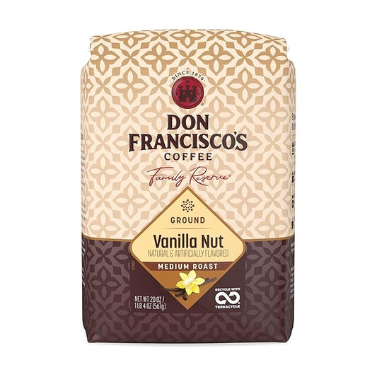 Don Francisco's Vanilla Nut Ground Coffee, Medium Roast – 100% Arabica, Flavored Coffee, 20 oz Bag