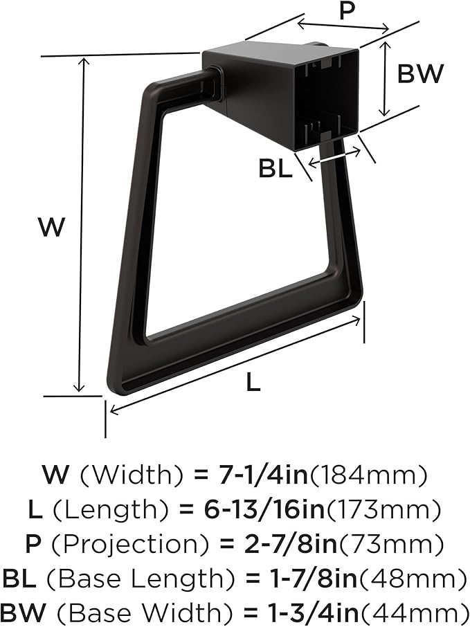 Amerock BH36002ORB | Oil Rubbed Bronze Towel Bar | 6-13/16 in (173 mm) Length Towel Holder | Blackrock | Hand Towel Holder for Bathroom Wall | Small Kitchen Towel Holder | Bath Accessories