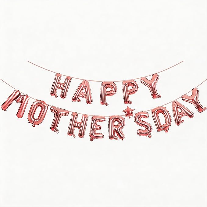 Mother Day Decorations - Happy Mothers Day Balloons Banner | Rose Gold Mother's Day Balloons for Mom Themed Party | Happy Mother's Day Party Supplies Decor Decorations