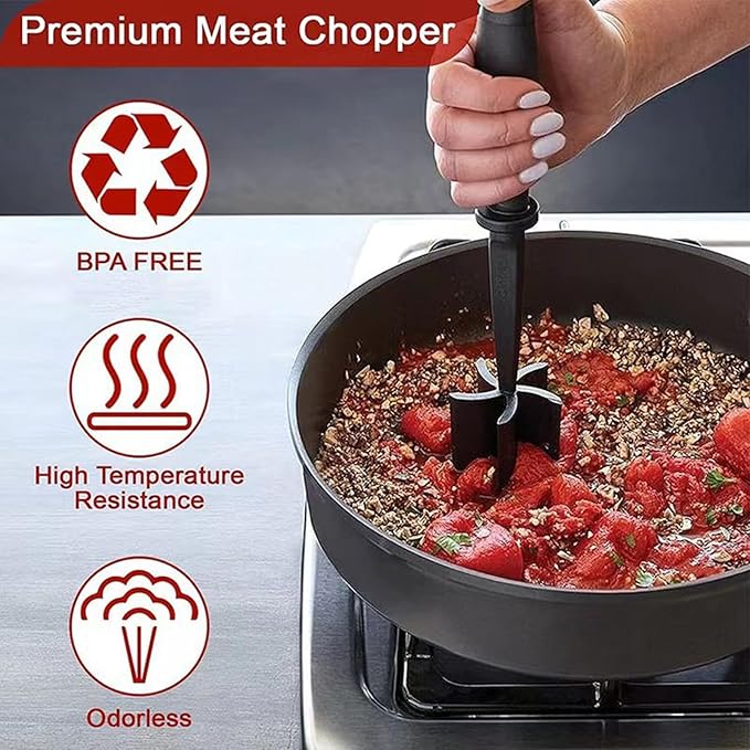 Meat Masher Tool, Food Press Fixture, Ergonomic Chopper with Compact Build, Kitchen Accessory with Reliable Details, 10.98x2.44x2.44 inches Household Equipment, Cooking Organizer for Apartment Home