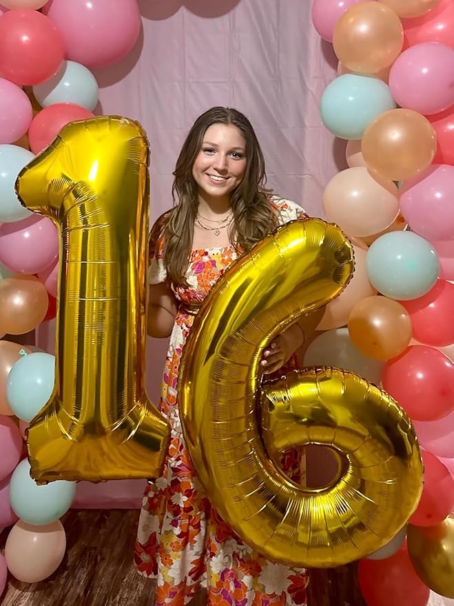 Gold Number 6 Balloon Balloons, Happy Birthday Decoration for 6th, 40 Inch Six Number Balloons for 6, 16, 26, 60, 2026 Wedding Anniversaries Singles Party, 2026 New Years Eve Party