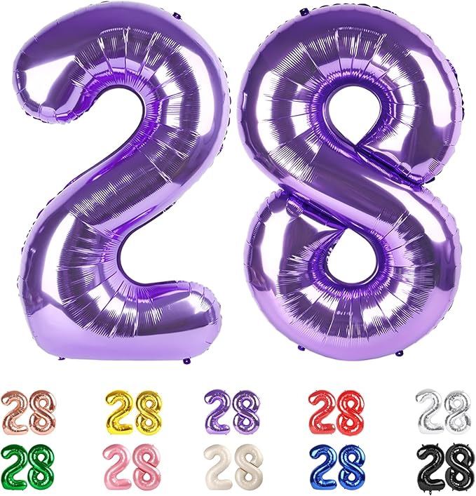 Numbers 28 Balloons, 40 In Big 28 Balloons, 28th Purple Party Decorations for Girl Boys Wedding, Engagement, Celebration Party, Graduations, Photo Shoot