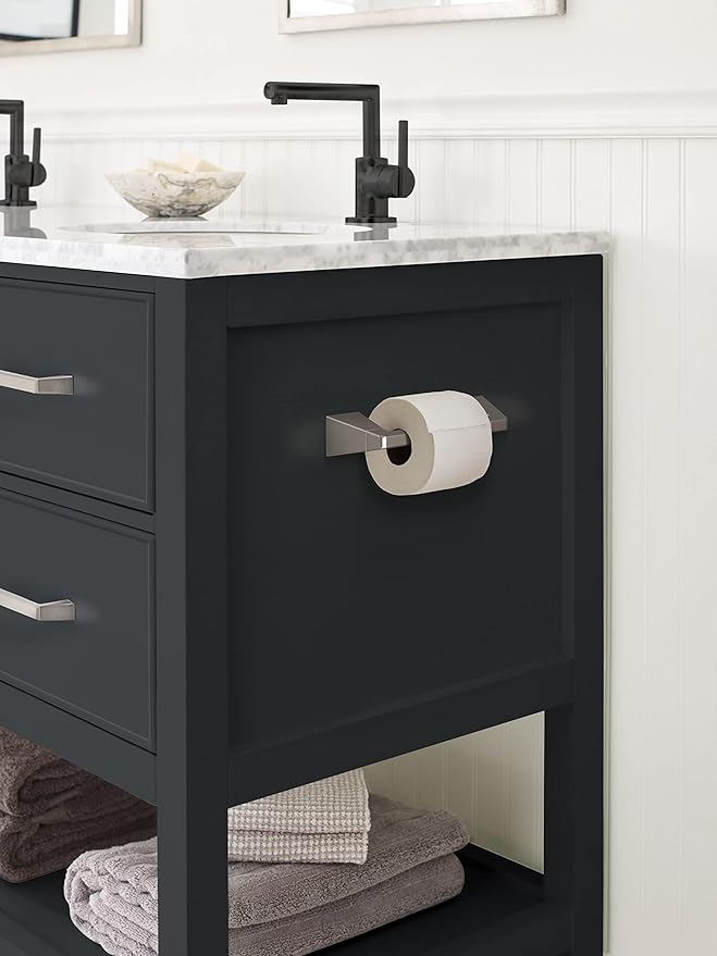 Amerock BH36001G10 | Brushed Nickel Pivoting Double Post Toilet Paper Holder | 9-5/16 in. (237 mm) Toilet Tissue Holder | Blackrock | Bath Tissue Holder | Bathroom Hardware | Bath Accessories