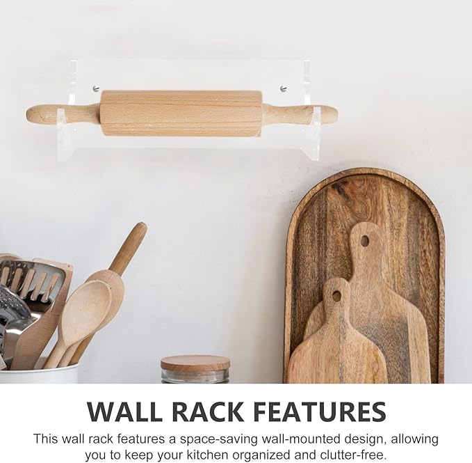 Operitacx 2pcs Wall-mounted Rolling Pin Storage Racks Kitchen Rolling Pin Holders Space-saving Organizer for Kitchen Storage and Display
