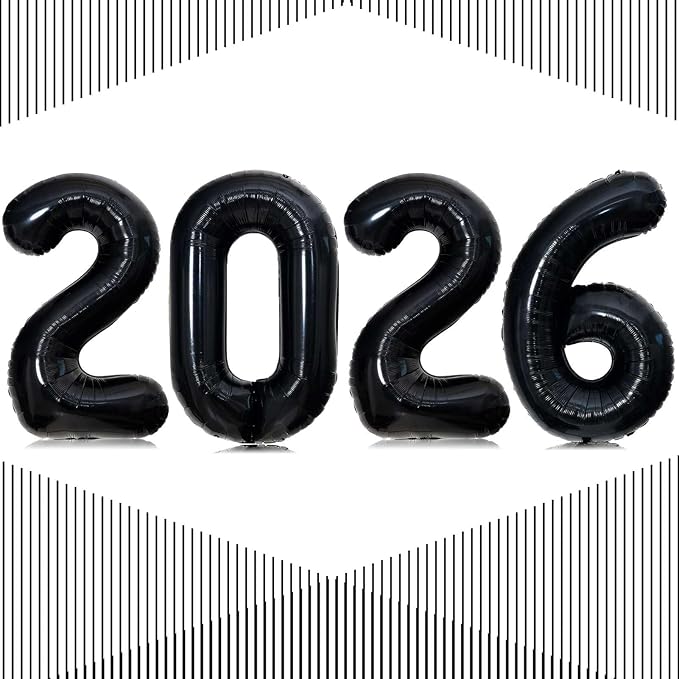 Black 2026 Balloons, Gaint 40 Inch Black 2026 Number Balloons,40 Inch 2026 Balloons for New Year Eve Party Supplies 2026, New Years Decorations 2026, Christmas, Graduations Decorations